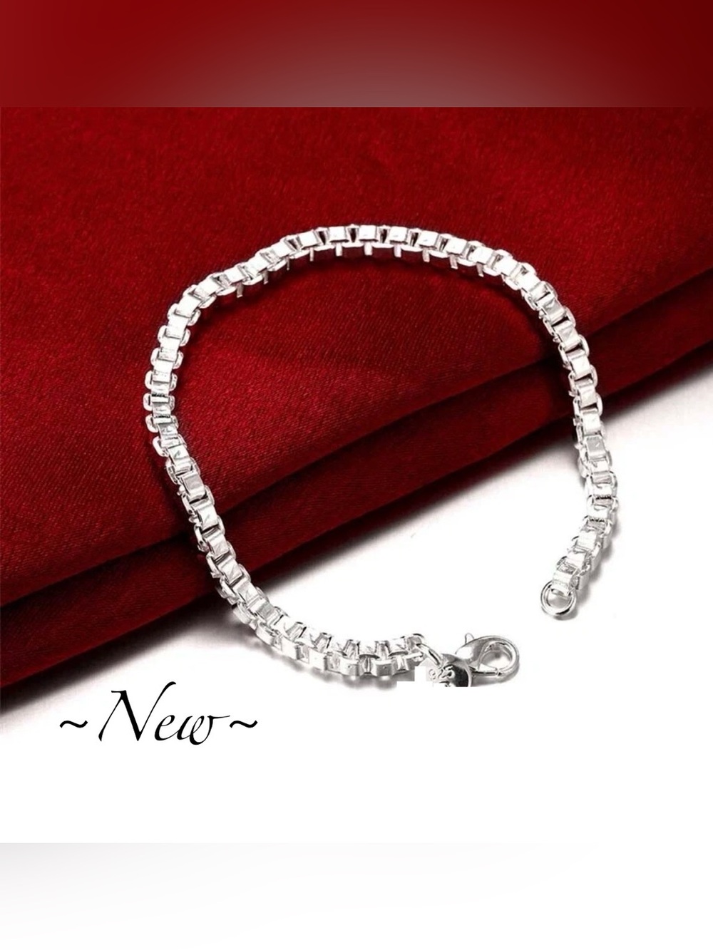Venetian Sq Box Design Sterling 925 Bracelet ~New~